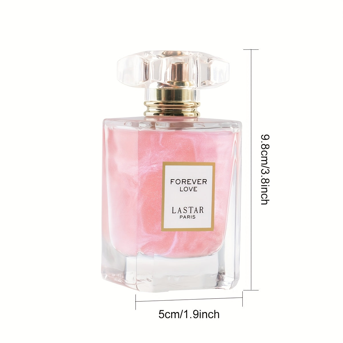 LASTAR Paris Forever Love Perfume 1.86oz, Romantic Floral Scent with Rose, Jasmine, Vanilla & Patchouli, Soft & Fresh Fragrance, Long-Lasting, Elegant Pink Glass Bottle with Golden Cap, Perfect Party/ Holiday Gift for Women