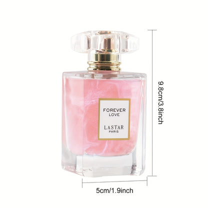 LASTAR Paris Forever Love Perfume 1.86oz, Romantic Floral Scent with Rose, Jasmine, Vanilla & Patchouli, Soft & Fresh Fragrance, Long-Lasting, Elegant Pink Glass Bottle with Golden Cap, Perfect Party/ Holiday Gift for Women