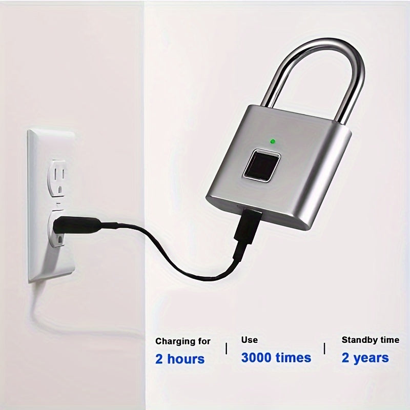 Mini Smart Fingerprint Padlock Waterproof Security Antitheft Keyless USB Rechargeable Suitcase Luggage Backbag Door Lock