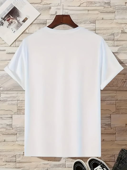 2025 New Yamal American Retro Crew Neck T-Shirt for Men & Women - Black Geometric Graphic Print Short Sleeve Tee, All-Season Casual Streetwear, Machine Washable Regular Fit