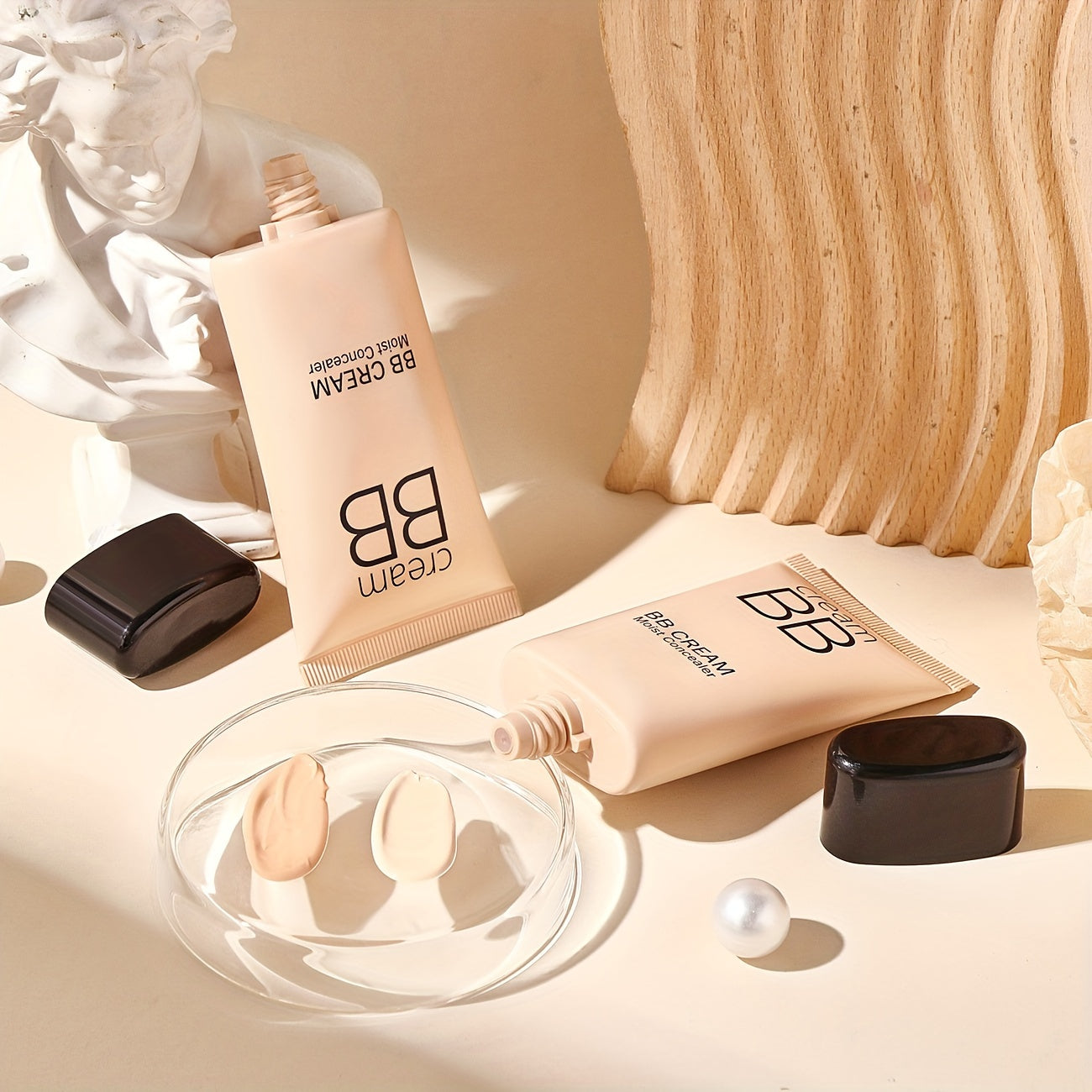 Waterproof BB Cream Full Coverage Concealer, Natural/Ivory 1.41OZ, Long Lasting Foundation Make Up, Oil Control, Even Skin Tone, Hide Pores, Christmas Gift