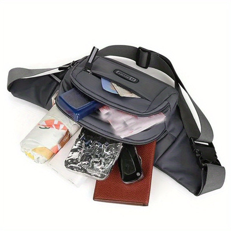 1pc Ultra-Thin Nylon Sports Waist Bag - Unisex Adjustable Shoulder Straps, Zipper Closure, Lightweight for Hiking, Travel, Camping & Running - 76.2-106.68cm, Mixed Colors, Non-High Quality, Hiking Gear, Sleek Design, Durable