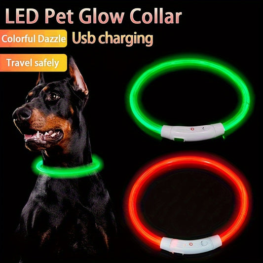 1pc Luminous Companion USB Rechargeable LED Pet Collar