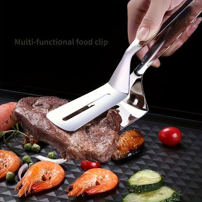 Stainless Steel BBQ Tongs for Fish and Meat, Multifunctional Grilling, Pancake, and Bread Holder with Non-Slip Grip, Suitable for Korean BBQ, Fried Fish, etc., Essential Kitchen Item | Modern Kitchen Tongs | Stainless Steel S