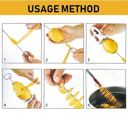 1 set of manual vegetable spiralizer, grater, peeler, slicer, potato spiral cutter, tornado potato chip maker, and fancy French fry tool