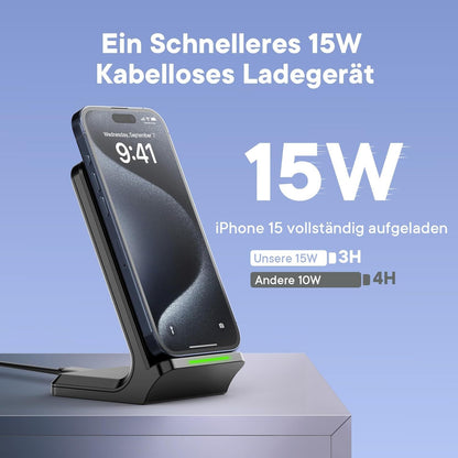 Wireless Charger, 15W Wireless Charger, Inductive Charging Station for iPhone14/13/12/11/Pro/Max/Plus/XS/XR/X, for Samsung Galaxy S22/S21S20/S10/S9/Note10/9, and Qi-Enabled Phone