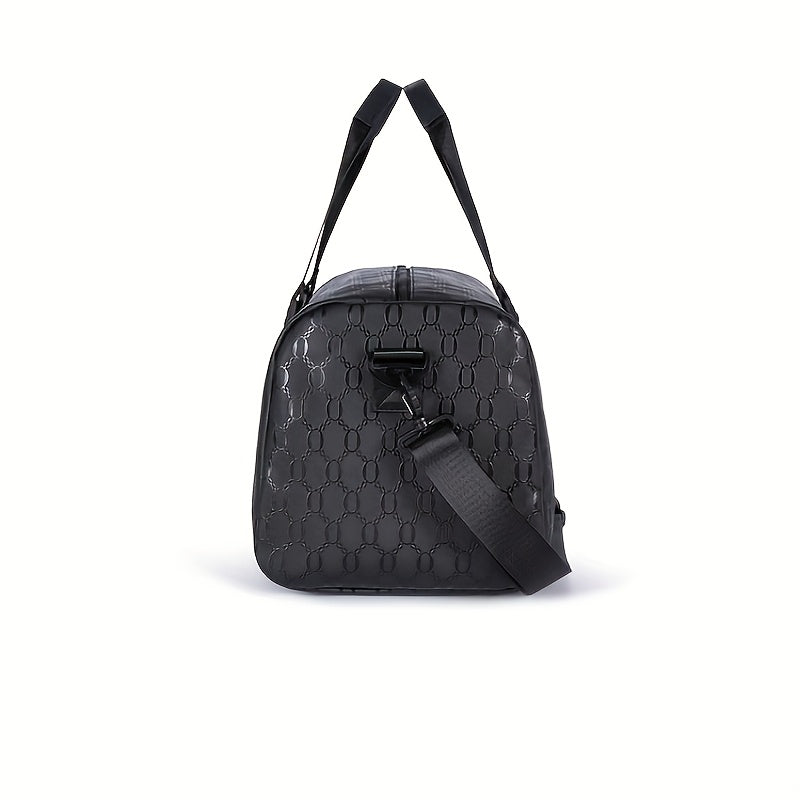 Stylish Black Briefcase Travel Bag - Large Capacity Durable Polyester Handbag with Adjustable Shoulder Strap & Zipper Closure, Sleek Minimalist Design for Work, Travel, Commute