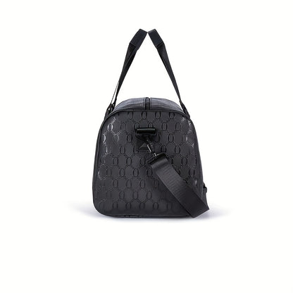 Stylish Black Briefcase Travel Bag - Large Capacity Durable Polyester Handbag with Adjustable Shoulder Strap & Zipper Closure, Sleek Minimalist Design for Work, Travel, Commute