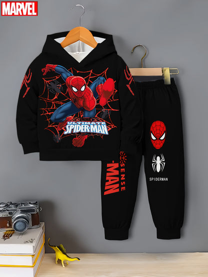 children's hooded sweatshirt set, cute boys' casual wear for spring and autumn, suitable as birthday gifts, daily children's clothing., Perfect for Outdoor
