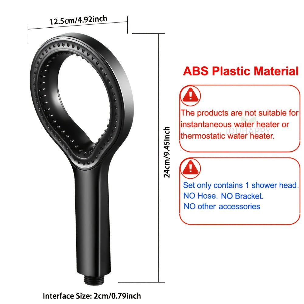 High Pressure Shower Head Without Hose, Plastic Material, Circular Design, Wall Mounted, Handheld Spray for Bathroom, Black/Silvery/Grey Shower Tub Head, Bathroom Accessories