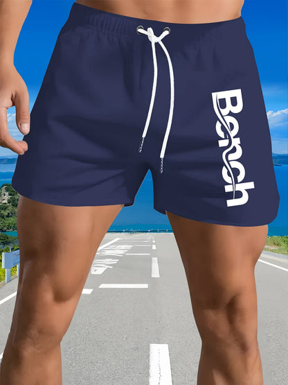 Men'S Quick-Dry Swim Trunks with Drawstring Waist - Vibrant Pink Geometric Pattern Beach Shorts, Breathable Regular Fit Casual Swimwear for Summer, Bathing Suits, Quickdrying Fabric