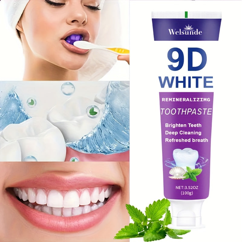 9D Purple Toothpaste, 100g/3.52oz - Deep Clean & Fresh Breath with Natural Pearl Essence for Dental Care, Refreshing Breath, Portable Travel-Friendly Formula, for Men & Women, suitable for daily use and travel