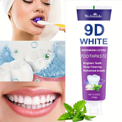 9D Purple Toothpaste, 100g/3.52oz - Deep Clean & Fresh Breath with Natural Pearl Essence for Dental Care, Refreshing Breath, Portable Travel-Friendly Formula, for Men & Women, suitable for daily use and travel