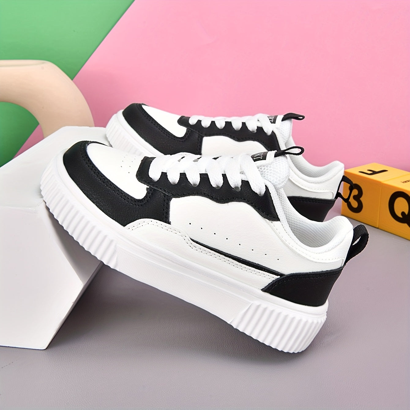 Boys Girls Low-Top Casual Sneakers - White & Navy Blue Synthetic Cover with EVA Cushioned Sole, Breathable Fabric Lining & Durable Durable Traction for School, Sports & Casual Attire, School Shoes, Sleek Shoe Design