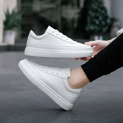 Lightweight Solid Skate Shoes - Men's Low Top Comfy Non Slip Casual Shoes - All Seasons Outdoor Walking Jogging Business Trip