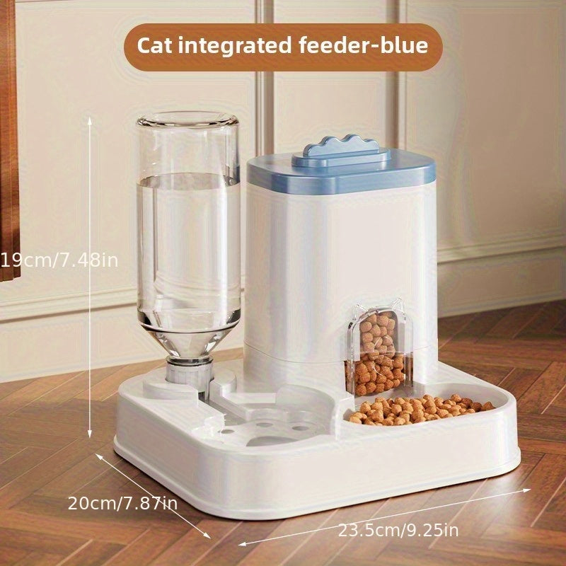 Automatic Cat & Dog Water Dispenser with Integrated Food Basin - 1-10L Capacity, No Batteries Needed, Modern White Design for Easy Cleaning & Hydration - Durable Pet Hydration Solution, Automatic Pet Feeder, Sleek Pet Accesso