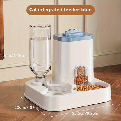 Automatic Cat & Dog Water Dispenser with Integrated Food Basin - 1-10L Capacity, No Batteries Needed, Modern White Design for Easy Cleaning & Hydration - Durable Pet Hydration Solution, Automatic Pet Feeder, Sleek Pet Accesso