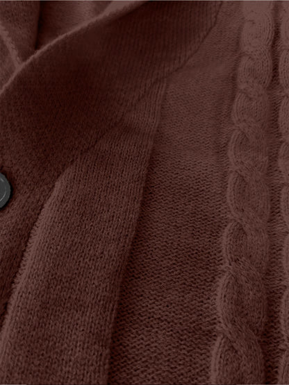 Men's Casual Sport Knit Cardigan, Fashionable Knitted Sweater | Long Sleeve Autumn and Winter Thickened Warmth, Cable Knitting Technique, Buttoned Cardigan, Regular Fit Casual Style for Fall and Winter