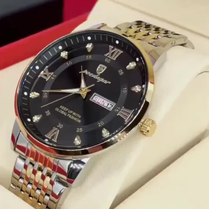 Men'S Luxury Casual Waterproof Luminous Calendar Round Pointer Quartz Watch