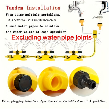 1pc Lawn Automatic Rotating Sprinkler, 360° Rotating Sprinkler/Sprinkler, 3 Manually Adjustable Rotating Arms Can Be Combined with Multiple Angles, Large Area Coverage for Garden Courtyards, Lawn Gardening Automatic Irrigati
