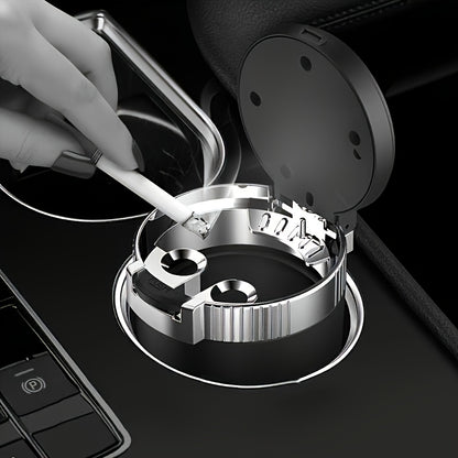 New Car Ashtray, Detachable Storage Box with One-Click Automatic Lid, Metal Lining