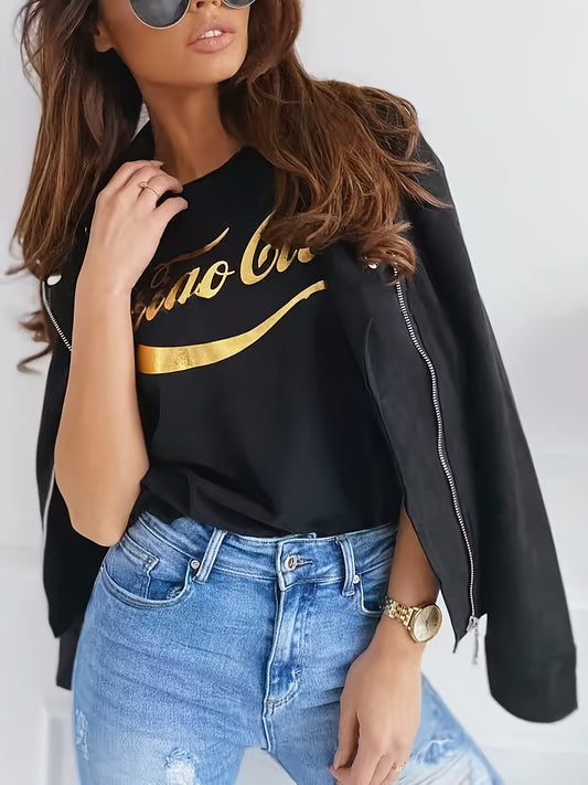 Women'S Casual Slim-Fit Faux Leather Jacket with Stand Collar, Zipper Front & Button Details - Beige, Long Sleeves, Regular Fit for Fall/Winter, Autumn Winter Jacket | Stand Collar Jacket | Zipper Closure Jacket