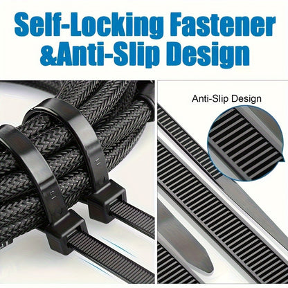 500-Pack Heavy-Duty Self-Locking Cable Ties - Adjustable Locking Zip Ties, Waterproof, Anti-Slip, Scratch & Bend Resistant - Heavy Duty Organizer Bundling for Indoor/Outdoor, Home, Office, Gardening, Construction - (30.48cm,2