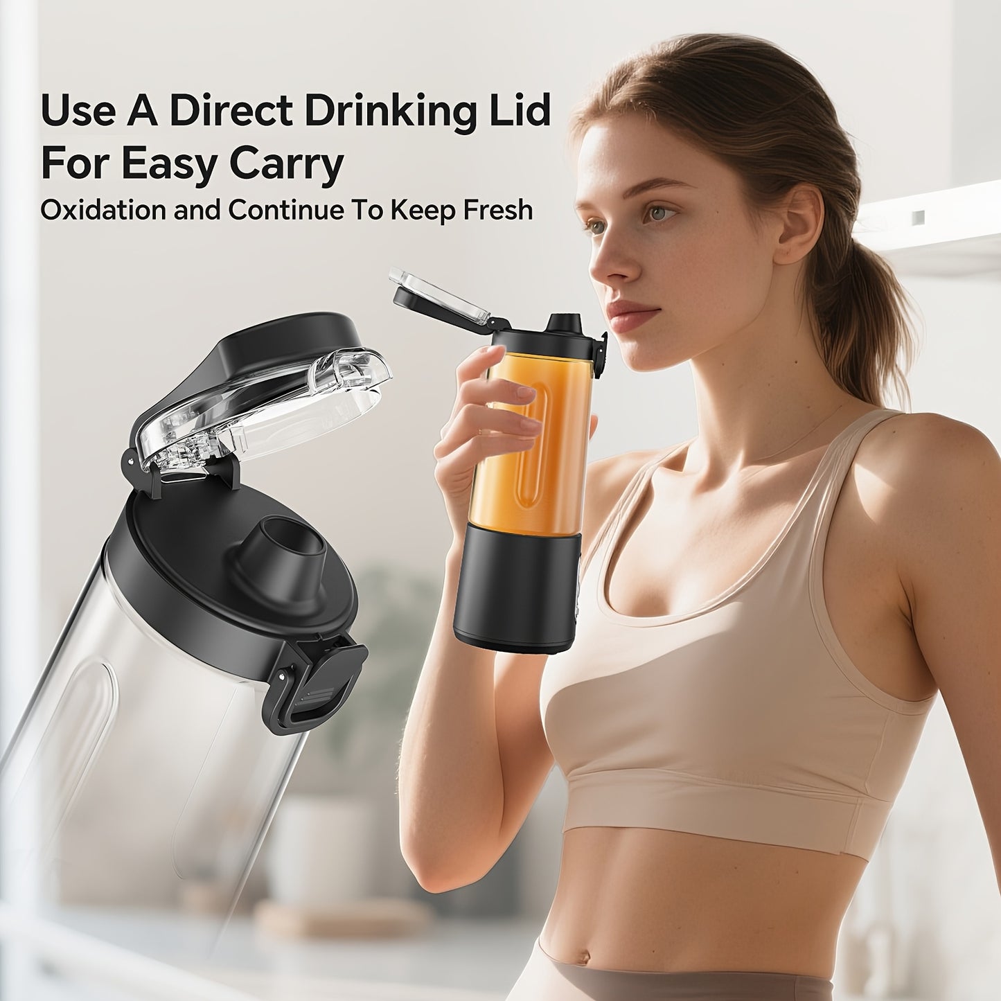 USB Rechargeable Portable Blender with Digital Timer Display, 10-Cup Capacity, Detachable & Easy-Clean Design for Smoothies, Juices, Protein Shakes - Ideal for Gym, Travel, Home Use, Smoothie Blender Portable, Juice Preparati
