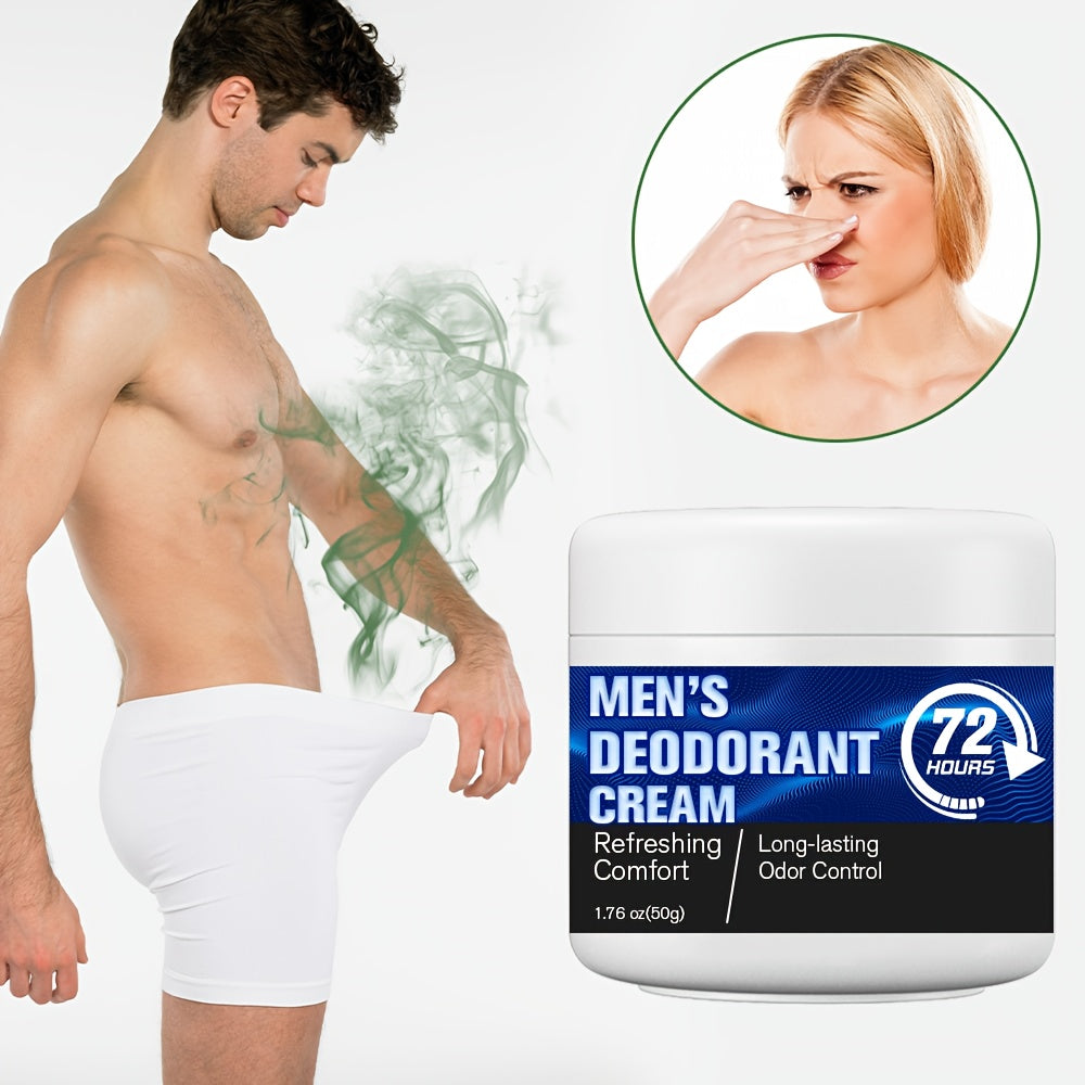 Men's Deodorant Lotion - 50g, Long-lasting freshness and underarm odor control, Enriched with Camellia and Sweet Almond Oils, Moisturizing formula, Up to 72 hours odor control