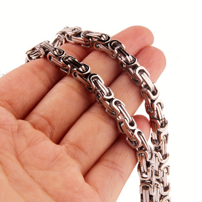 Men'S Cuban Chain Necklace - Heavy-Duty 304 304 Stainless Steel Jewelry, Interlocking Link Design for Everyday & Formal Wear - Birthday/Anniversary/Father'S Day Gift for Him - Durable Hip-Hop Necklace for Men, Hip Hop Necklac