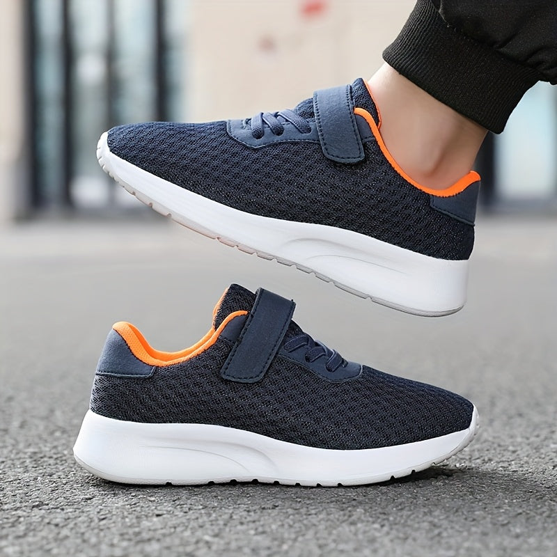 Youngsters' Breathable Mesh Sneakers with Closure - Lightweight EVA Sole, Black & Orange Accents, Low-Top Casual Sports Shoes for Boys & Girls, Spring Summer Fall Play & Daily Wear, Youngsters Sneakers, Youngsters'S Footwear,