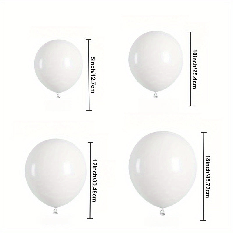 114 white latex balloon arch kits- 12.7/25.4/45.72 cm, elegant white balloon bouquets, suitable for weddings, birthdays, graduation ceremonies and anniversaries- Event background| Elegant balloon bouquets| Durable balloon mat