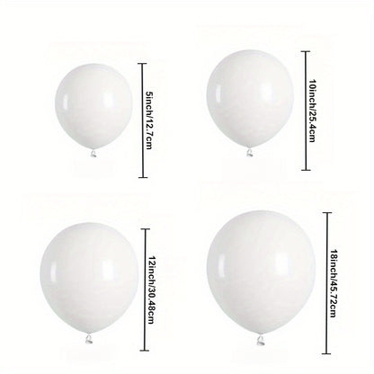 114 white latex balloon arch kits- 12.7/25.4/45.72 cm, elegant white balloon bouquets, suitable for weddings, birthdays, graduation ceremonies and anniversaries- Event background| Elegant balloon bouquets| Durable balloon mat