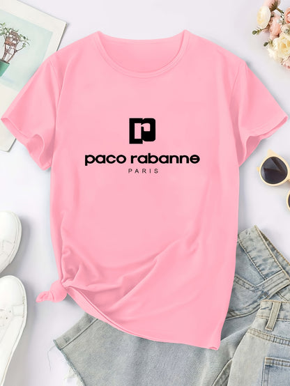 Women'S Soft Pink T-Shirt - Minimalist Elegant Y2K Retro Graphic Tee with Bold Lettering - Everyday Casual & Formal Outfits - Sizes S-XXL - Non-See-Through Fabric - Women'S Fashion Top, Ladies T Shirts, Versatile Clothing, Me