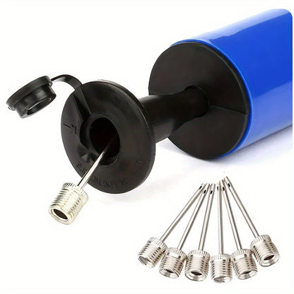 1pc Blue Manual Hand Pump Inflator with Flexible Hose, Portable Air Pump for Basketball, Football, Volleyball - Durable PP Material, Uncharged Operation, Ideal for Valentine'S Day, Women'S Day, Mother'S Day, Thanksgiving, Chr