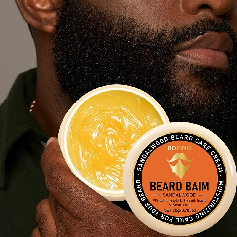 ROZINO Sandalwood Beard Care Cream, 20g - Hypoallergenic, Moisturizing & Gentle Cleansing for Men, Promotes Smooth, Shiny Beard