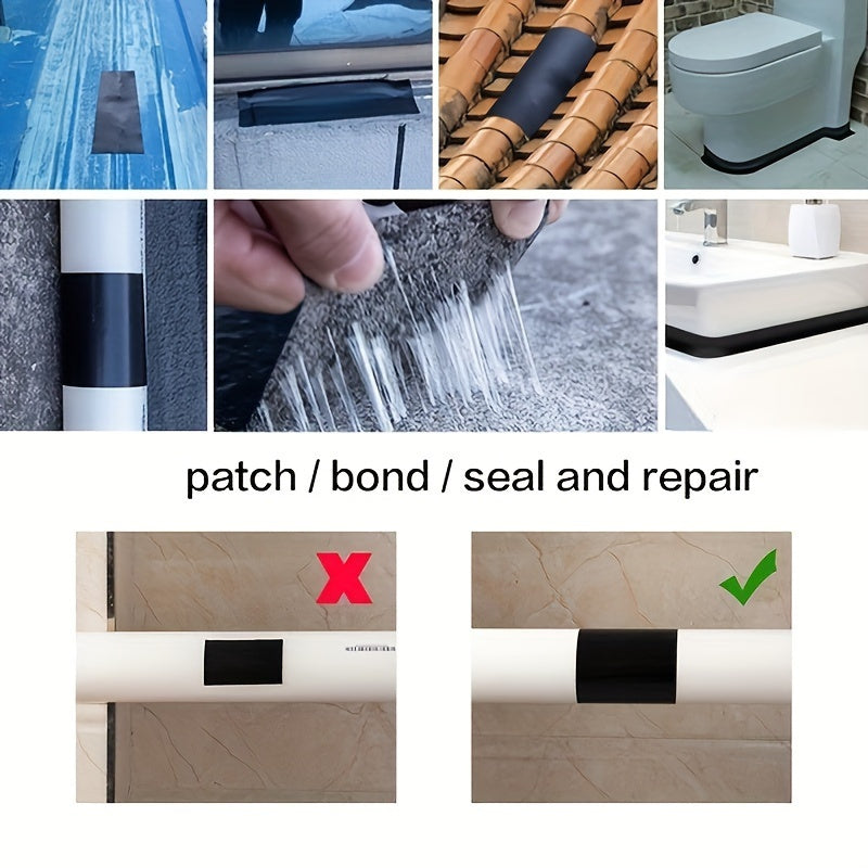 1pc Multipurpose Waterproof Tape - Instant Leak Stop & Permanent Repair for Pipes, Buckets, Inflatable Pools, Glass, Tiles - Cut-to-Length Durable Sealant Tape for Emergency Fixes, Pond Seam Fix, Easy Application, Flexible Ma