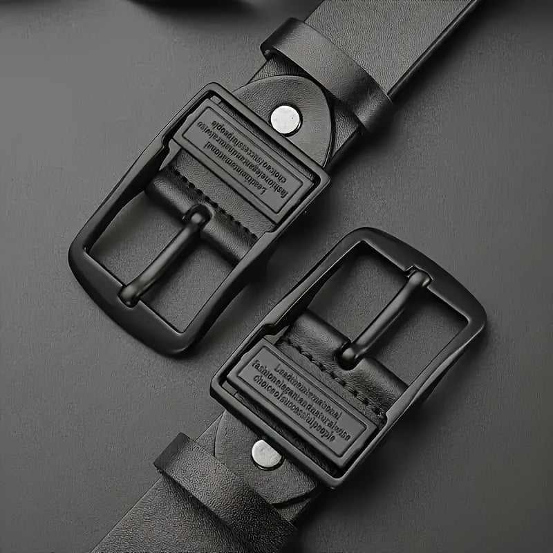 Men's Genuine Leather Belt, Vintage Cowhide Buckle Belt with Double-Ended Shoulder Straps, Business Casual Pants Belt