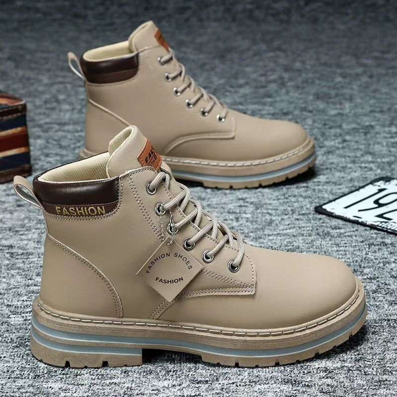 KOONEXY Men'S Fashion Ankle Boots - Upper, PVC Sole, Lace-Up, Round Toe, Short Ankle Boots for Casual & Sporty Wear, All-Season Comfort, Casual Footwear, Sporty Boot Design, Fabric Lined Interior