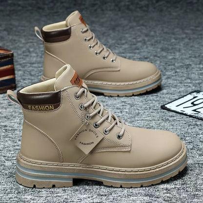 KOONEXY Men'S Fashion Ankle Boots - Upper, PVC Sole, Lace-Up, Round Toe, Short Ankle Boots for Casual & Sporty Wear, All-Season Comfort, Casual Footwear, Sporty Boot Design, Fabric Lined Interior