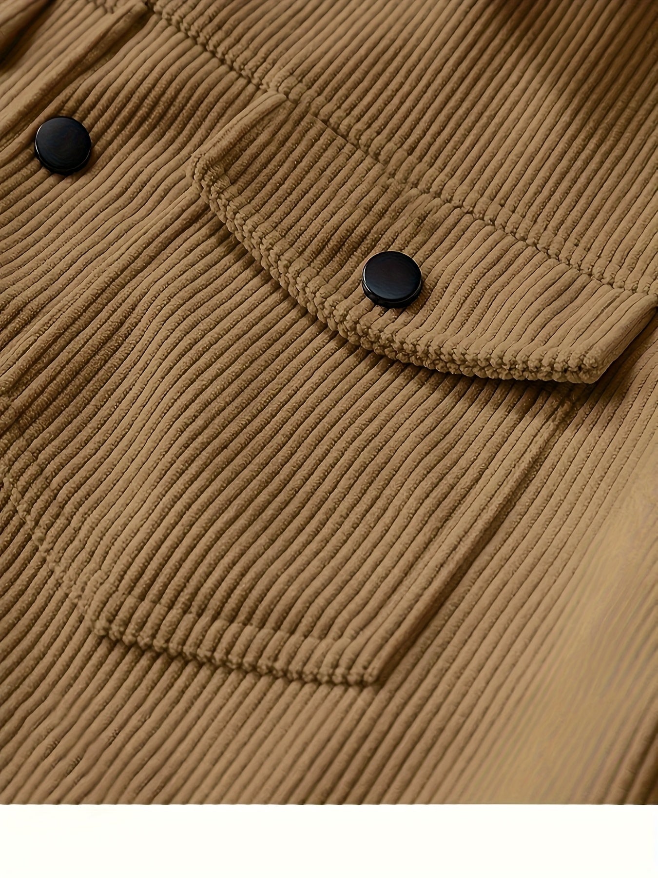 Men'S Plus Size Corduroy Bomber Jacket - Casual Workwear with Snap Buttons, Flap Pockets, and Polyester Lining - Machine Washable, Autumn & Spring Fashion, Casual Outerwear | Casual Jacket | Polyester Lining Jacket