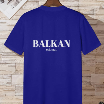 Men'S Casual Short Sleeve T-Shirt - "Made in Balkans" Print, Lightweight & Breathable Summer Tee, Round Neck, Regular Fit, Perfect for Casual Attire, Breathable Clothing | Modern Casualwear | Lightweight Shirt