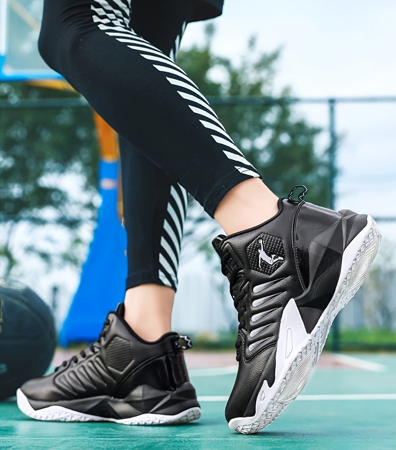 Men'S Trendy Casual Training Sneakers - Lightweight, Shock-Absorbing Running Shoes with Soft Rubber Sole, Breathable Fabric Lining, and Durable Synthetic Upper in White & Black, Lace-Up Design, Athletic Footwear | Modern Snea