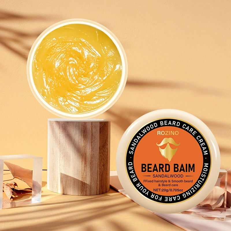 ROZINO Sandalwood Beard Care Cream, 20g - Hypoallergenic, Moisturizing & Gentle Cleansing for Men, Promotes Smooth, Shiny Beard