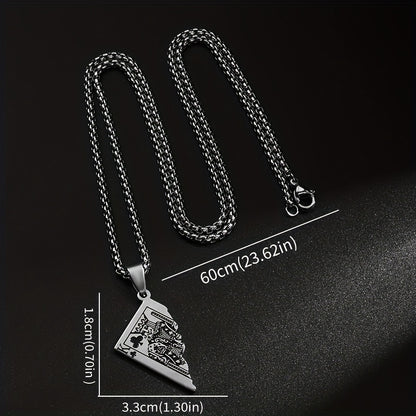 1pc Stainless Steel Half-Heart Playing Card Pendant Necklace - Punk Gothic Style Intricate Spade & Heart Design Durable Unisex Jewelry Gift for Men Women, Heart Pendant Necklace, Statement Accessory, Polished Metallic Finish