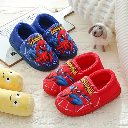 MARVEL Boys' Spider-Man Plush Slippers - Cozy Cartoon Design, Warm & Soft Fabric, Slip-On Indoor House Shoes for Youngsters, Youngsters, and Youngsters, Perfect for Fall/Winter, Youngsters'S Indoor Shoes | Cartoon Character S