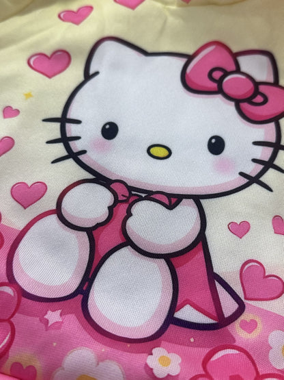 Sanrio 2pcs Girls' Set | for Hello Kitty Floral Heart Digital Print Design, Long Sleeve Hooded Sweatshirt and Pants Outfit, Kids Clothing Gift, Suitable for Autumn/Winter Season, Casual Sportswear Set, Perfect for Outdoor Use