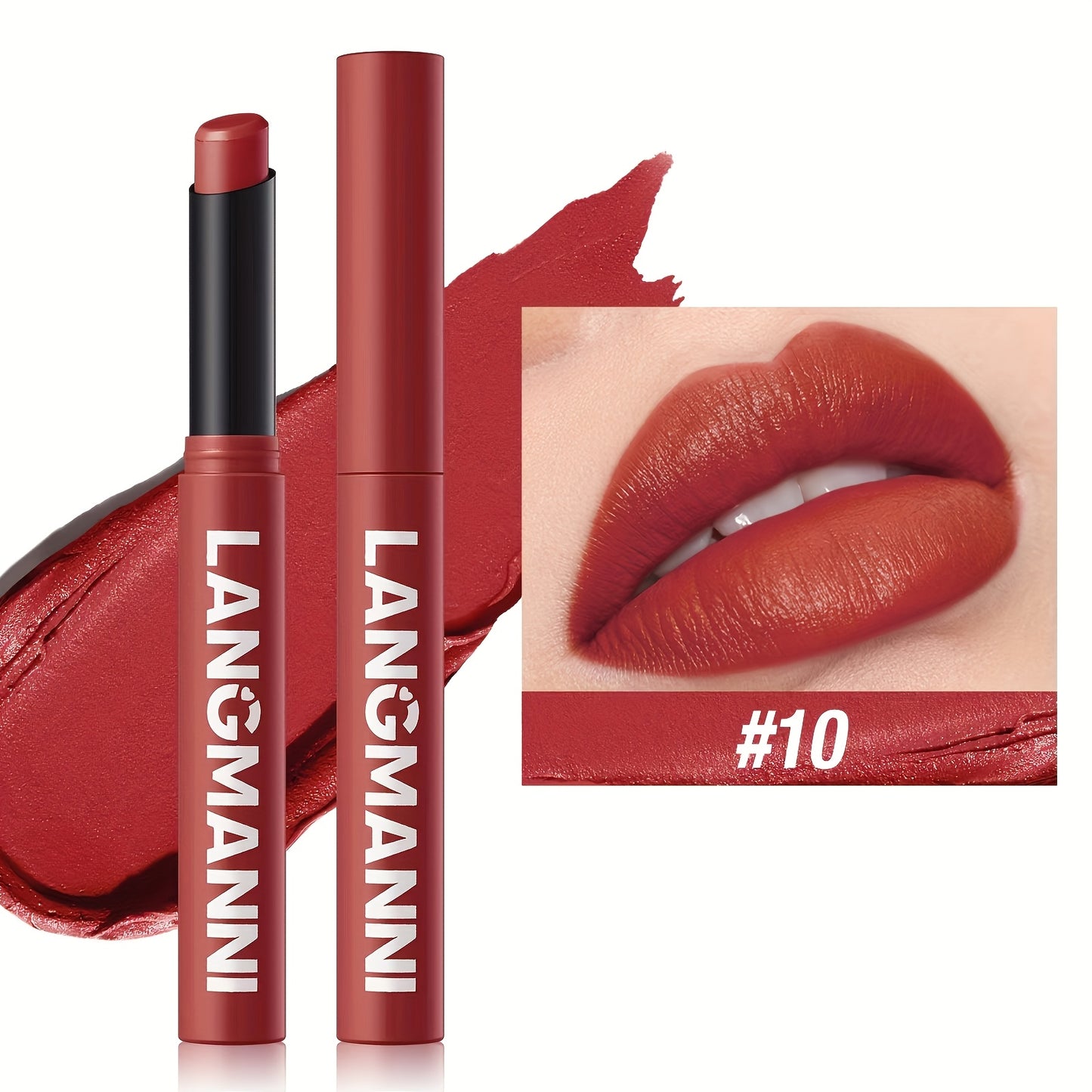 Single Pack of Matte Lipstick in 12 Colors with Lasting Moisture