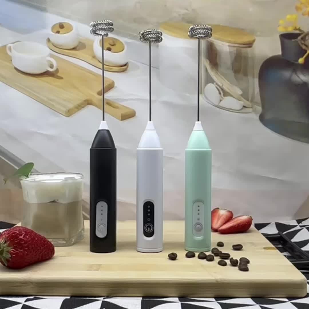 Electric Milk Frother Handheld USB Rechargeable Coffee Frother with Stainless Whisks, 3 Speed Adjustable Foam Maker for Coffee, Latte, Cappuccino, Hot Chocolate, Matcha, Egg