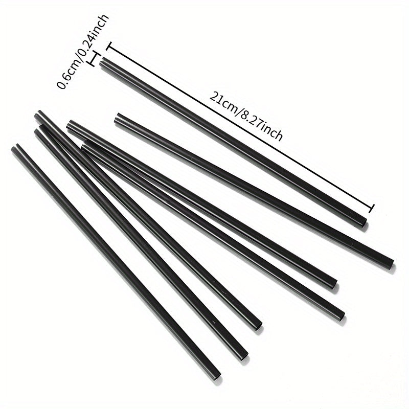 200pcs black thickened durable straws, 8.27 inches/21cm long, diameter 0.24 inch/0.6cm, suitable for kitchen, bar, club, drinks, milk, soda, party